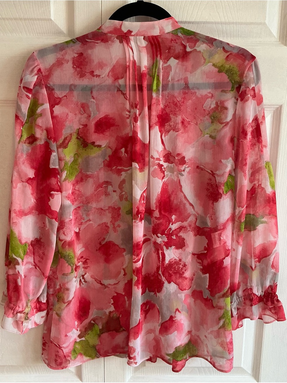 AK Anne Klein Floral Chiffon Blouse - Size Large - Picture 5 of 8
